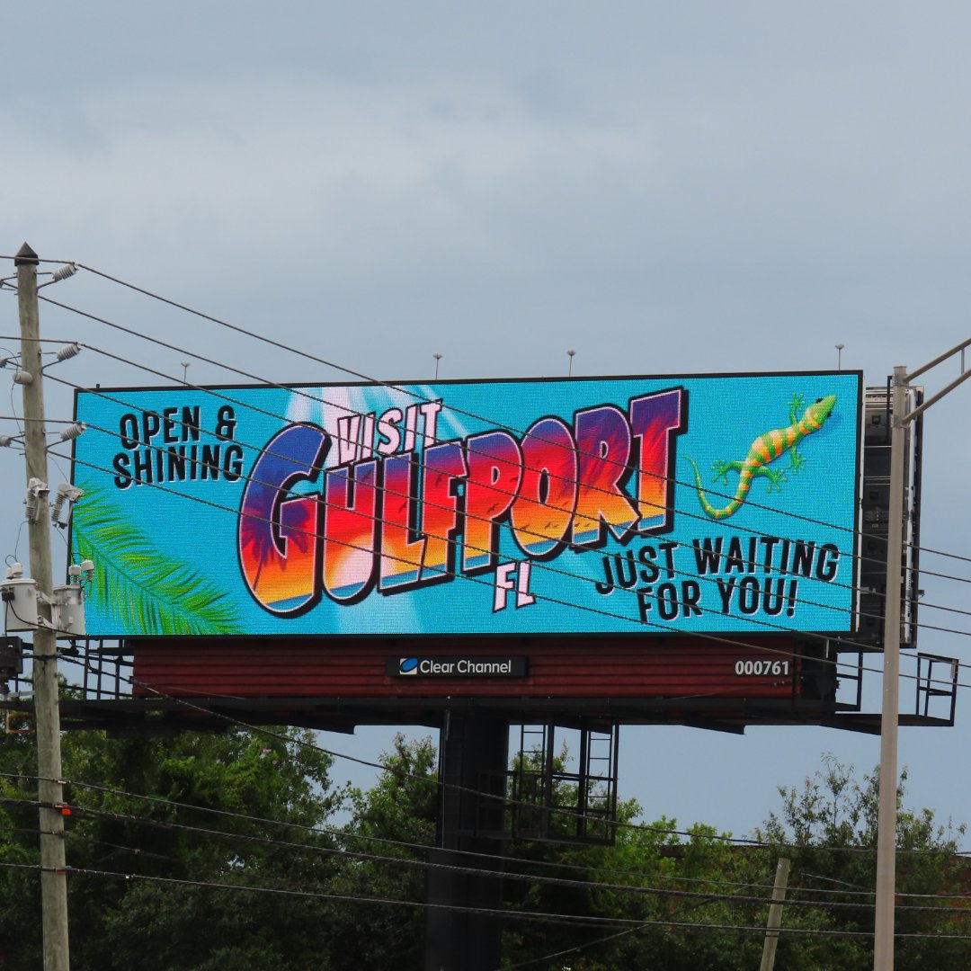 clearvismedia's tweet photo. We are so honored to have designed this beautiful billboard for the Gulfport Merchants Chamber! Gulfport is a great little town with local art, food, shops, and festivals. Check it out next time you're looking to explore! https://t.co/uAyUCa5I65