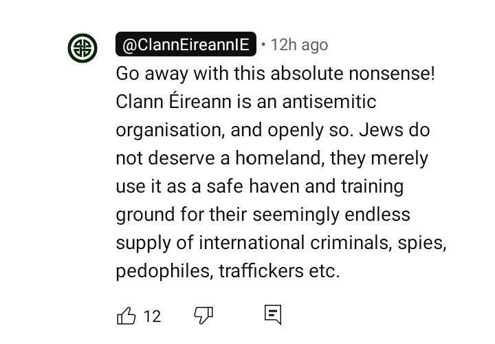 ClannEireannIE's tweet image. There has been the odd pro-Israel/pro-Jewish comment underneath our most recent video, likely due to the fact that during his speech an Ceannaire Justin Barrett referred to the inhumanity currently being displayed by the Jews in Israel against a civilian population.
We would…