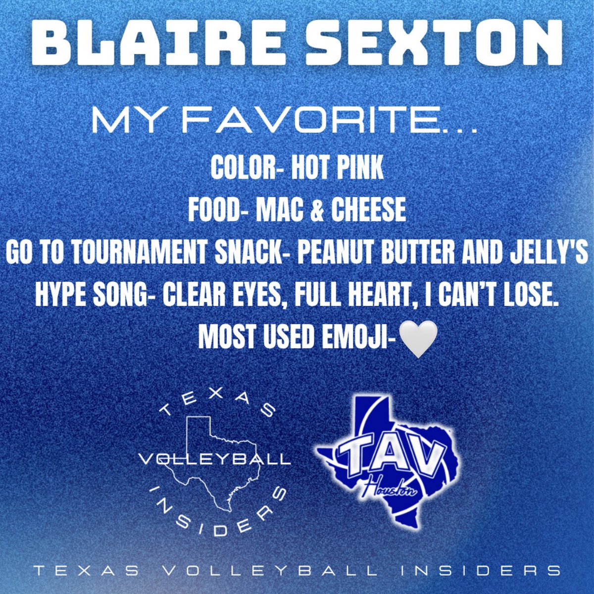 texasvbi's tweet image. Digging into Texas Volleyball! Get to know Blaire Sexton and what she’s about. Will you be next?