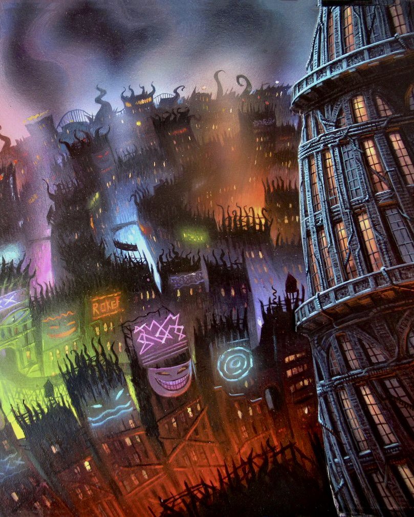HeavyMetalInk's tweet image. 🎨✨ Step into the surreal cityscapes of Cool World (1992), directed by the legendary Ralph Bakshi and brought to visual life by production designer Barry E. Jackson @ralphbakshi
These warped, spiraling backgrounds weren’t just backdrops — they were characters themselves.…