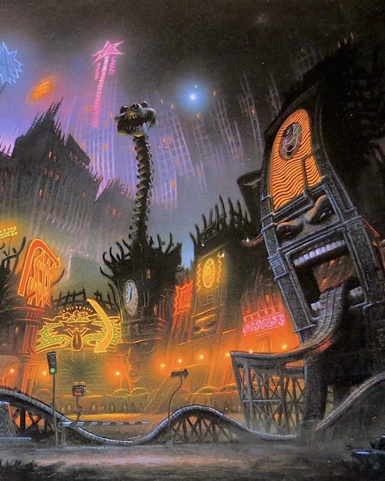HeavyMetalInk's tweet image. 🎨✨ Step into the surreal cityscapes of Cool World (1992), directed by the legendary Ralph Bakshi and brought to visual life by production designer Barry E. Jackson @ralphbakshi
These warped, spiraling backgrounds weren’t just backdrops — they were characters themselves.…
