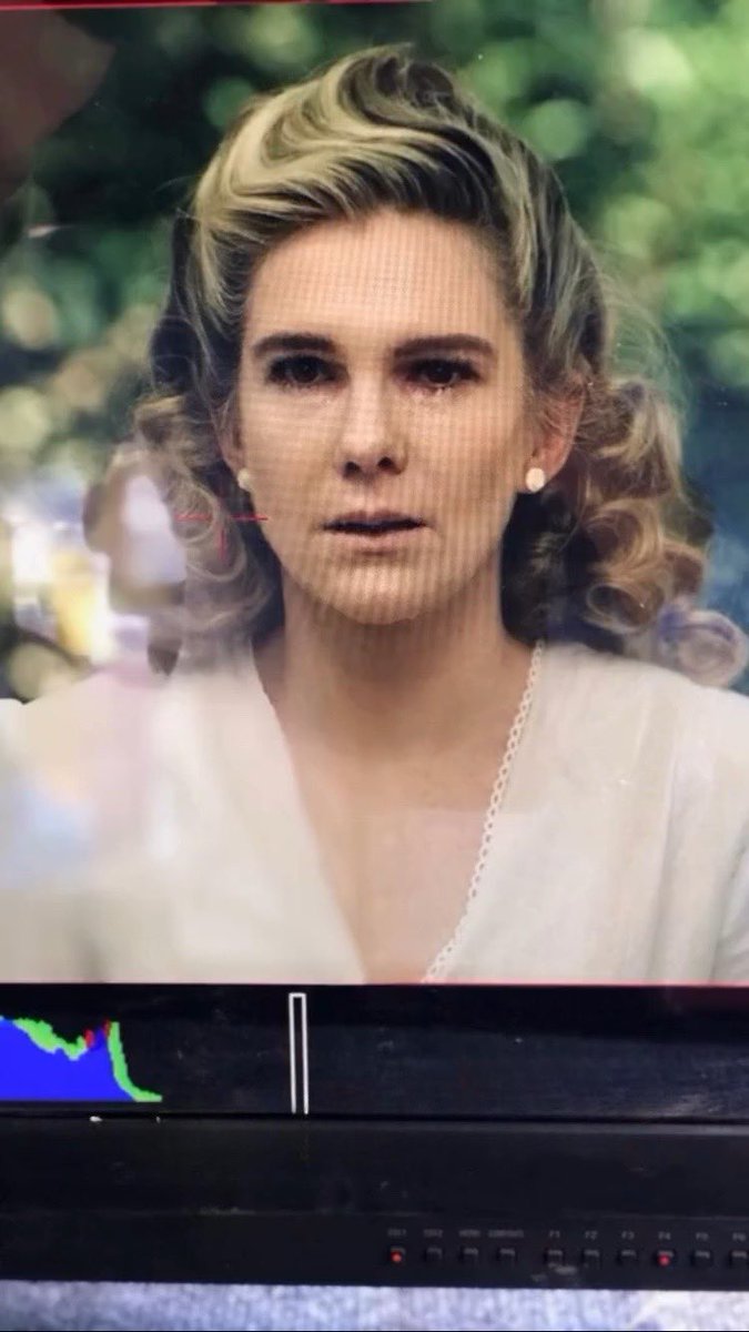 AHSZone's tweet image. New behind the scenes photos of Lily Rabe as Lavinia Richter on the set of “American Horror Story: 1984.”