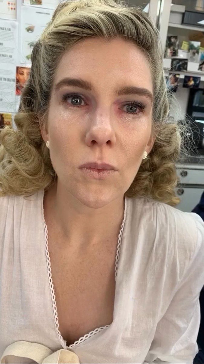 AHSZone's tweet image. New behind the scenes photos of Lily Rabe as Lavinia Richter on the set of “American Horror Story: 1984.”