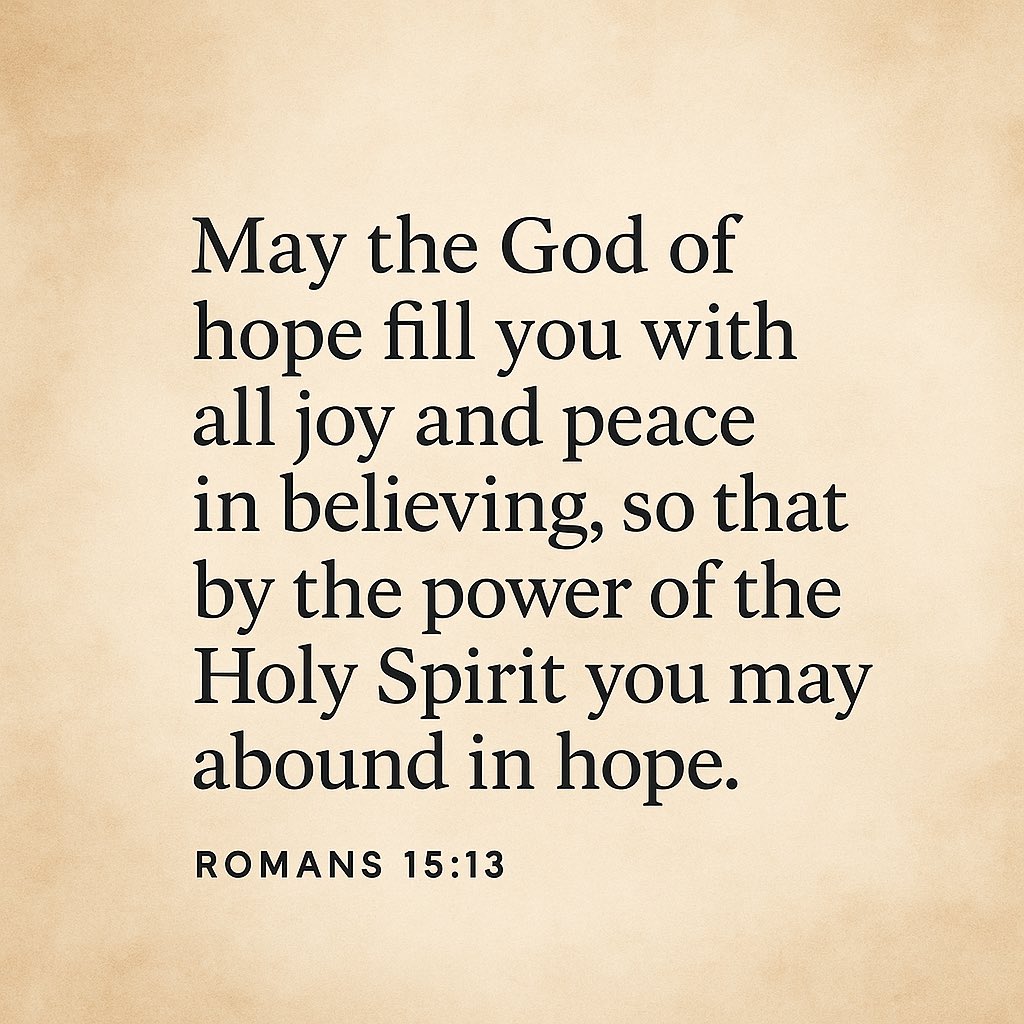 VersePortion's tweet image. Joy, peace, and overflowing hope — not from the world, but from the God who never runs dry.
Let your soul be filled today by the One who supplies it all. ☀️
#VersePortion #Romans1513 #GodOfHope #FilledWithJoy #SpiritLed