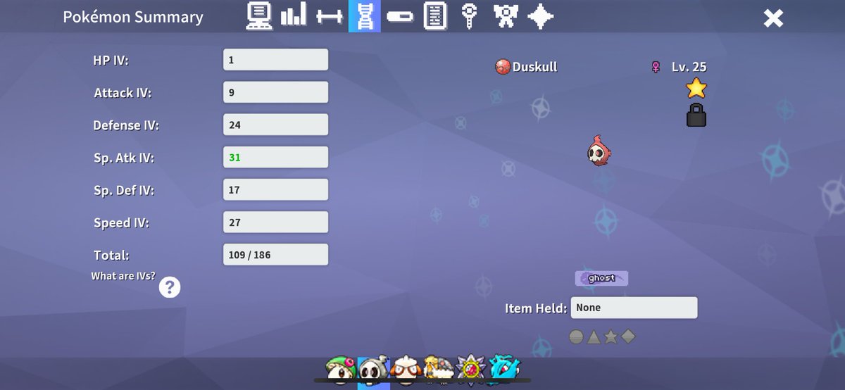 clips_lost's tweet photo. Wildest PokeMMO experience I’ve ever had @pokemmo @Patrouski to say my heart was in my mouth is a massive understatement. Odds on this?? Stats attached, shame I killed the 5x31 one XD https://t.co/gvOdFOlfRE