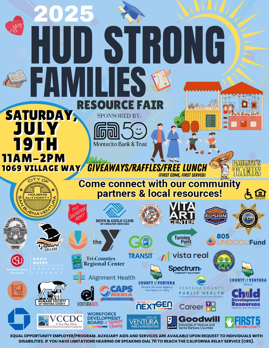 VCAAAging's tweet image. Come visit the VCAAA’s table at the HUD Strong Families Resource Fair, set for Saturday from 11 a.m. to 2 p.m. in Ventura.