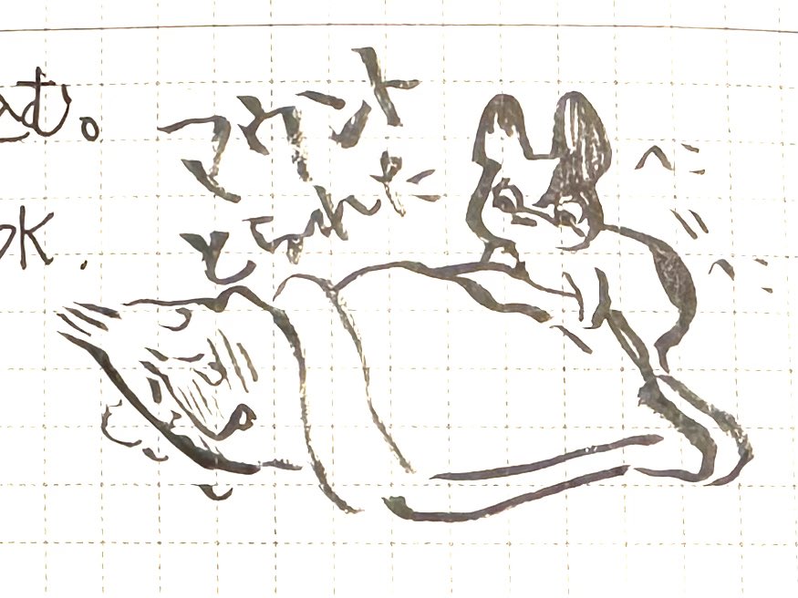 #1日1ラクガキ
寝込んでいる所にわざわざ来て、ひとしきりちょっかいを出した後、(恐らく何しに来たか忘れて)普段しないマウント行為をしてくる
そういうとこもあります 