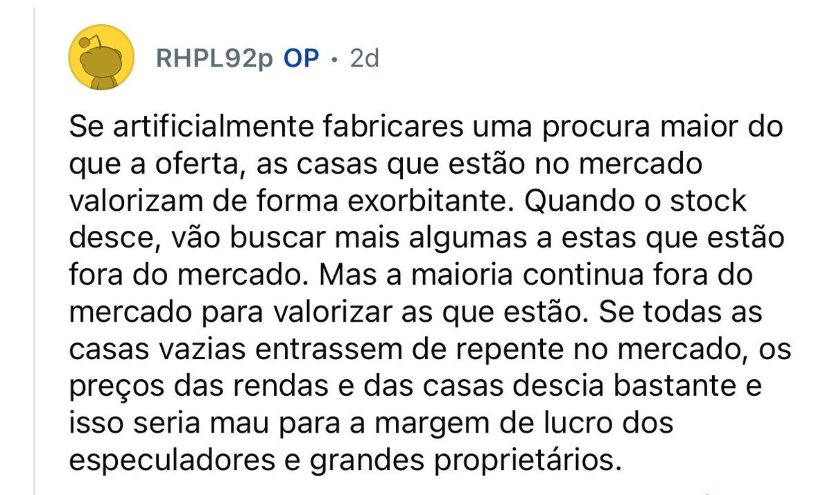 Porque não se legisla sobre devolutos? Fácil, há muita gente a ganhar dinheiro e depende desse aperto artificial da oferta para fazer muito dinheiro. Incluindo a classe que nos governa 👇