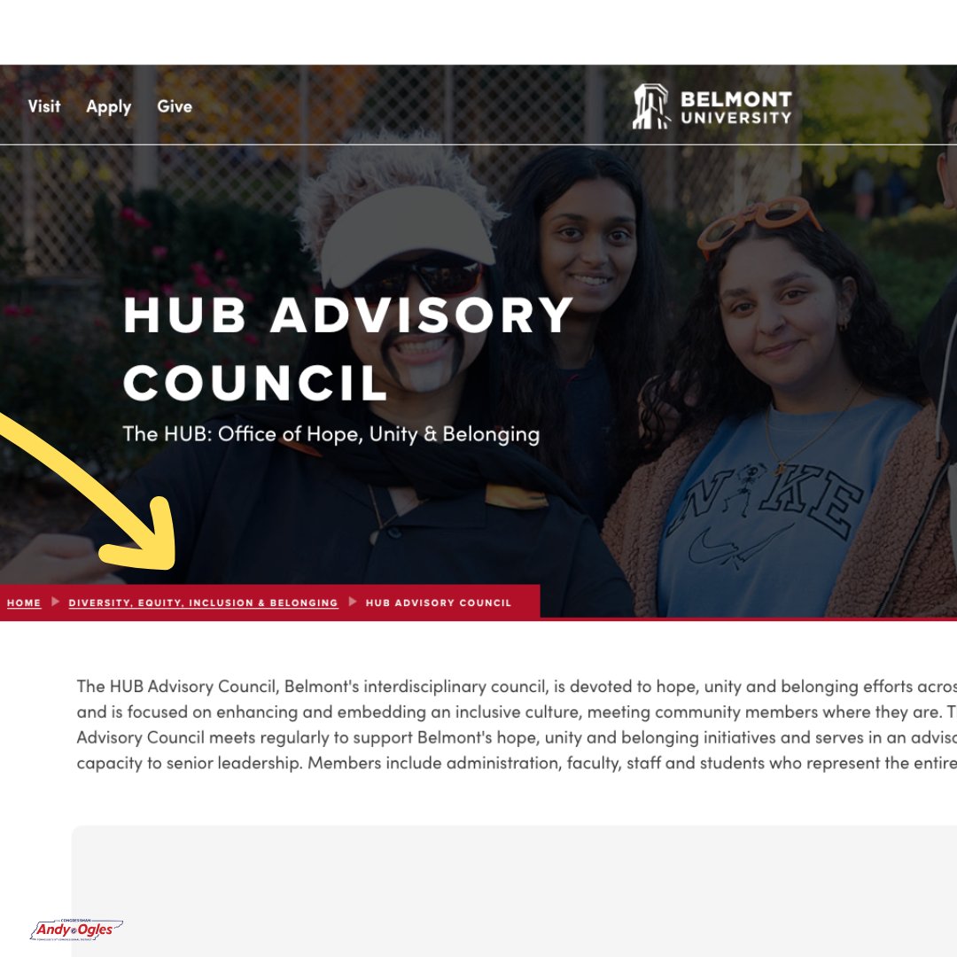 RepOgles's tweet image. 🚨 Belmont is attacking me for exposing the DEI operation they’re still running—claiming I’m being “deceptive” for calling their Office of Hope, Unity, and Belonging a DEI cover-up.
Their own website literally defines the HUB as “Diversity, Equity, Inclusion, & Belonging.”
FYI:…