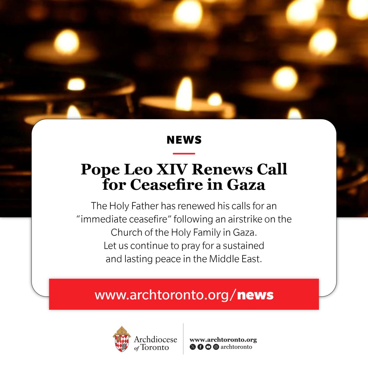 NEWS: Pope Leo XIV Renews Call for Ceasefire in Gaza bit.ly/news-Ceasefire…
