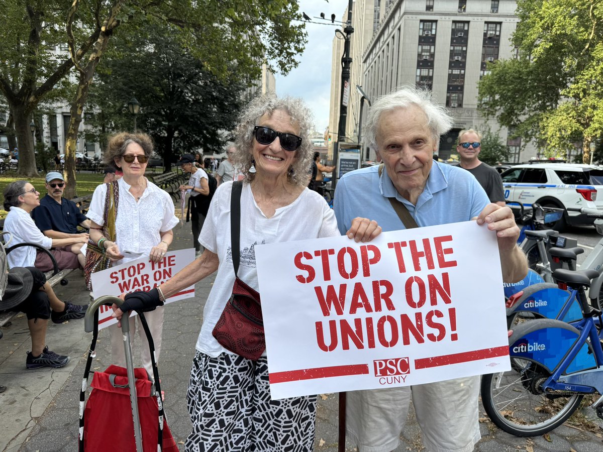 PSC_CUNY's tweet image. PSC members are gathering with thousands of fellow New Yorkers to commemorate the legacy of civil rights icon John Lewis and to resist the most brazen attack on civil rights in generations. #GoodTroubleLivesOn