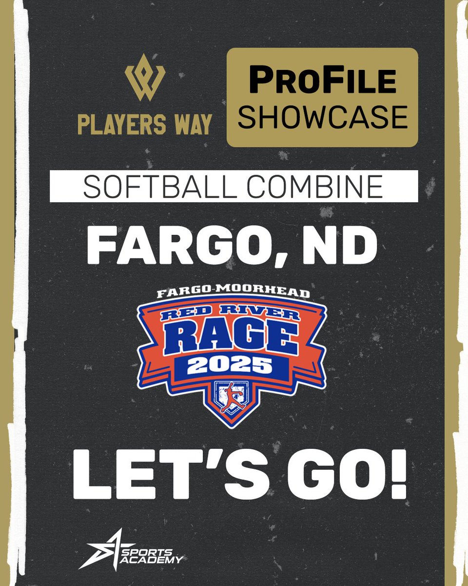 🥎 We’re thrilled to host an incredible group of fastpitch athletes tomorrow at the Red River Rage ProFile Combine powered by Players Way!

We can’t wait to get started. See you there in Fargo, ND tomorrow!

#ProFileCombine #FastpitchSoftball #RedRiverRage #PlayersWay
