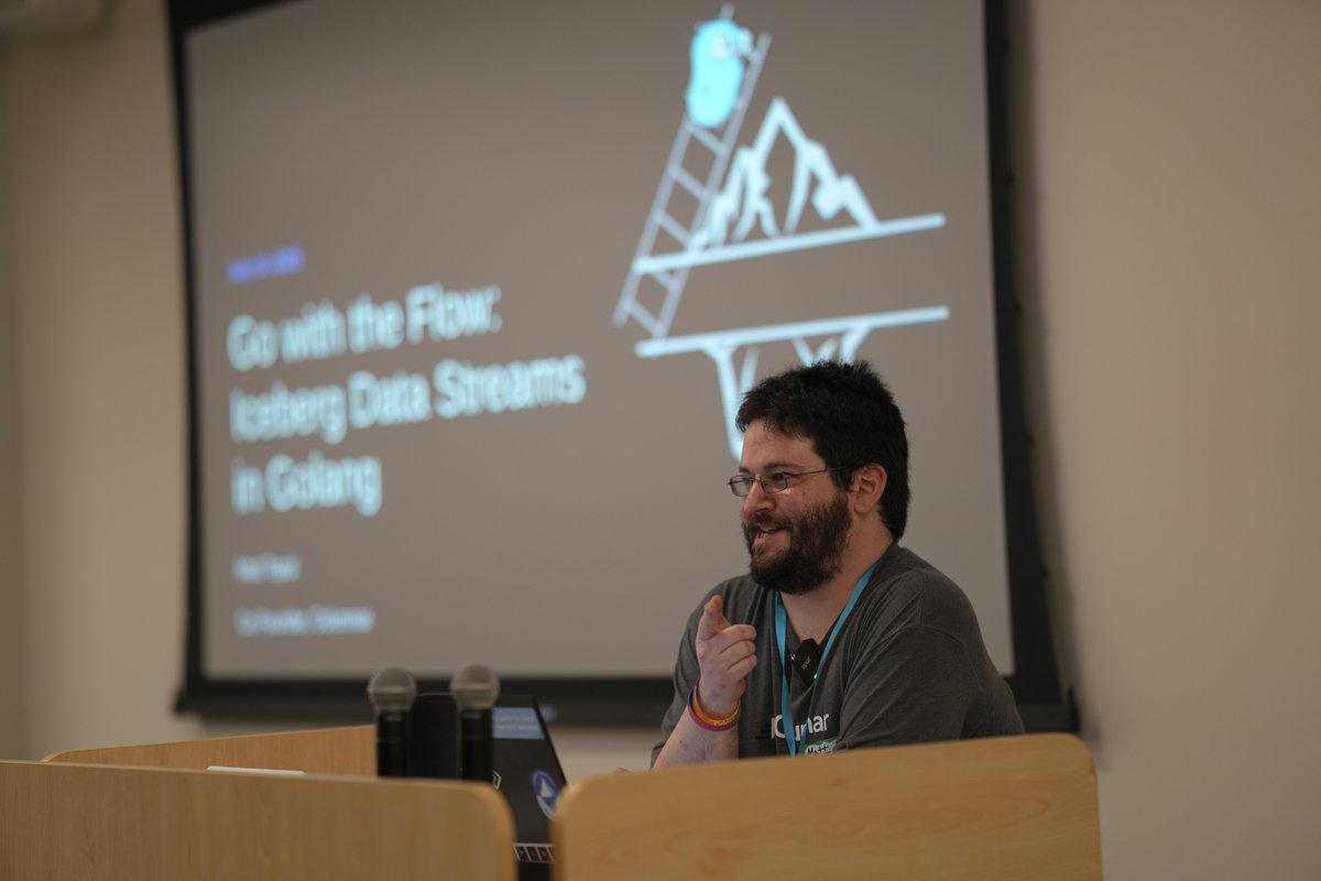 Matthew Topol (<a href="/zeroshade/">Matt Topol</a>) from <a href="/columnar_tech/">Columnar</a> gave us a great look at how Golang and Apache Arrow make working with Iceberg fast, simple, and scalable. He showed how to handle schema evolution, batch reads, and efficient writes using the iceberg-go library.

Thanks to everyone
