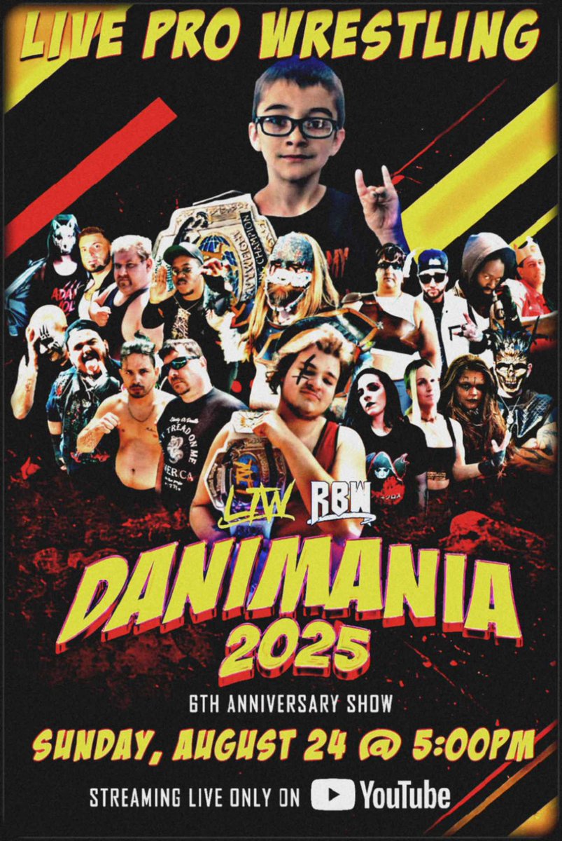 Next weekend, July 26 is gonna be one hell of a night.
<a href="/LiveLtw/">LTWLive</a> and <a href="/RBWOriginal/">Regal Brotherhood Wrestling</a> putting on a great show for an excellent cause. But that's not all, just  confirmed, August 24th is the date, DANIMANIA! This is gonna be incredible!
#prowrestling #wrestling