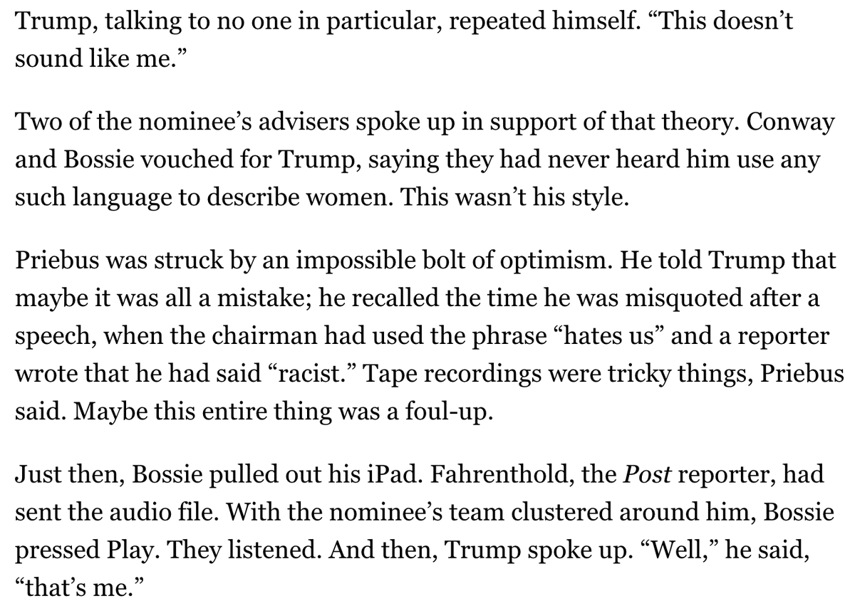 TimAlberta's tweet photo. I don't know what, exactly, to make of the Journal piece. 

I do know that this particular defense—"Does anyone honestly believe this sounds like Donald Trump?"—has, in the past, left some loyalists looking very, very stupid. https://t.co/rT9d3ijUue