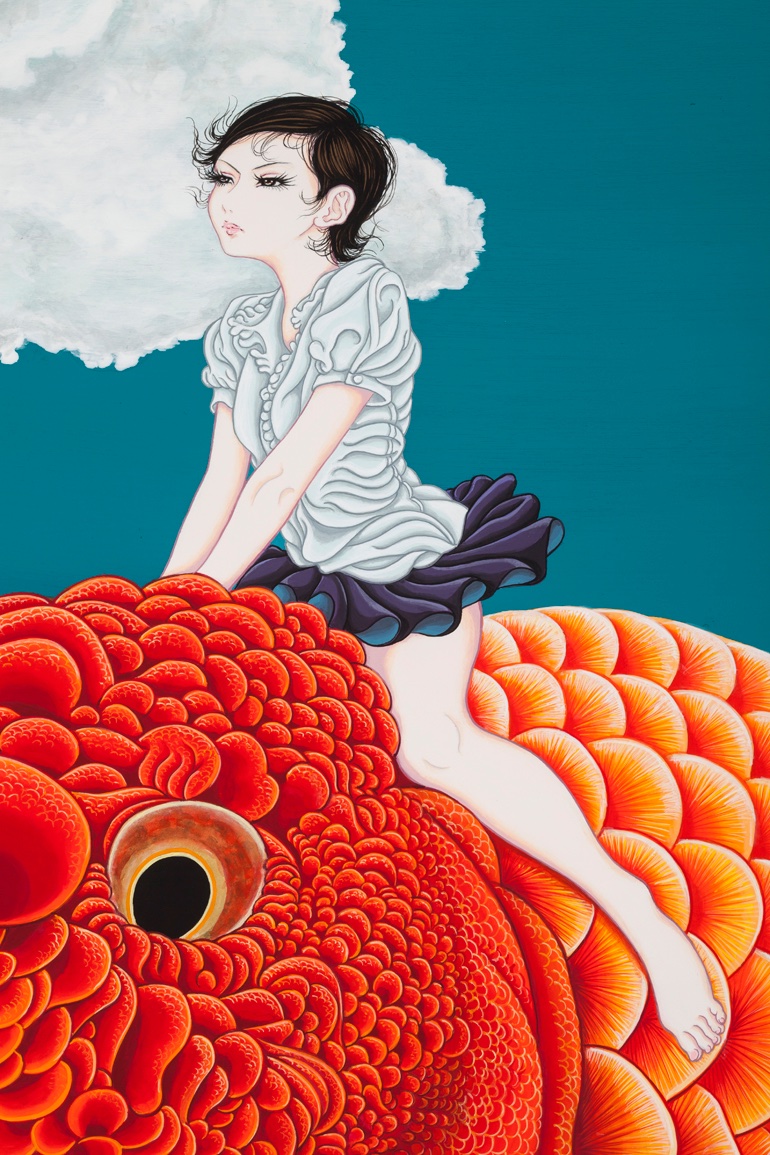 yujimoriguchi's tweet image. 夏、はじめました🌻
夏空 ~ Summer sky ~
Φ760mm × d.50mm
acrylic gouache, gesso base, panel canvas.
2013
#YujiMoriguchi