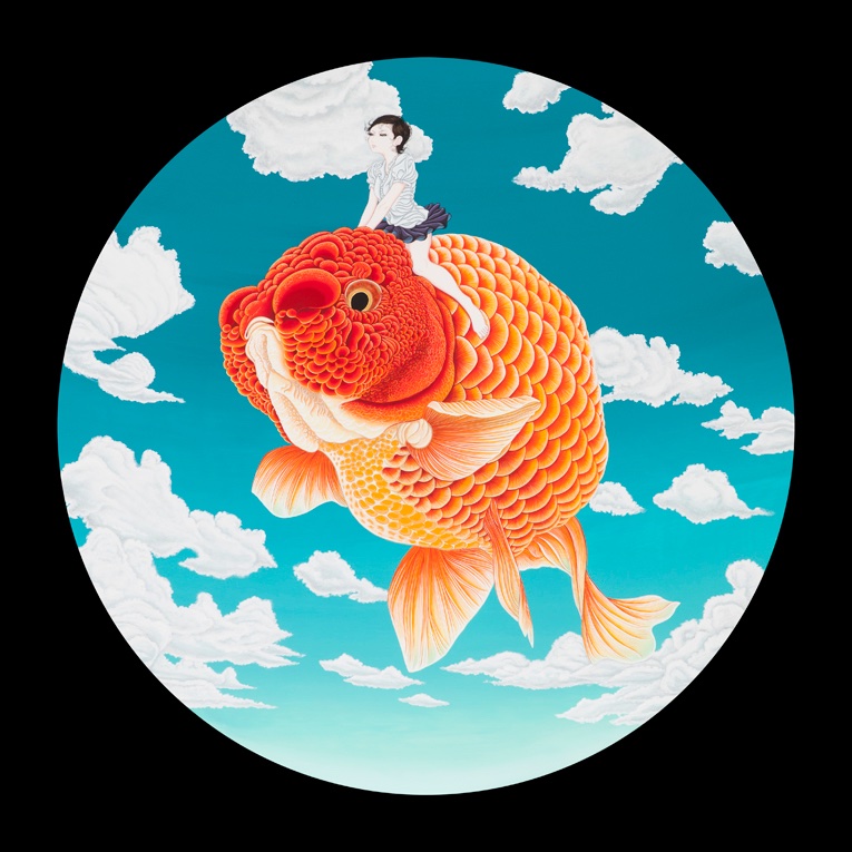 yujimoriguchi's tweet image. 夏、はじめました🌻
夏空 ~ Summer sky ~
Φ760mm × d.50mm
acrylic gouache, gesso base, panel canvas.
2013
#YujiMoriguchi