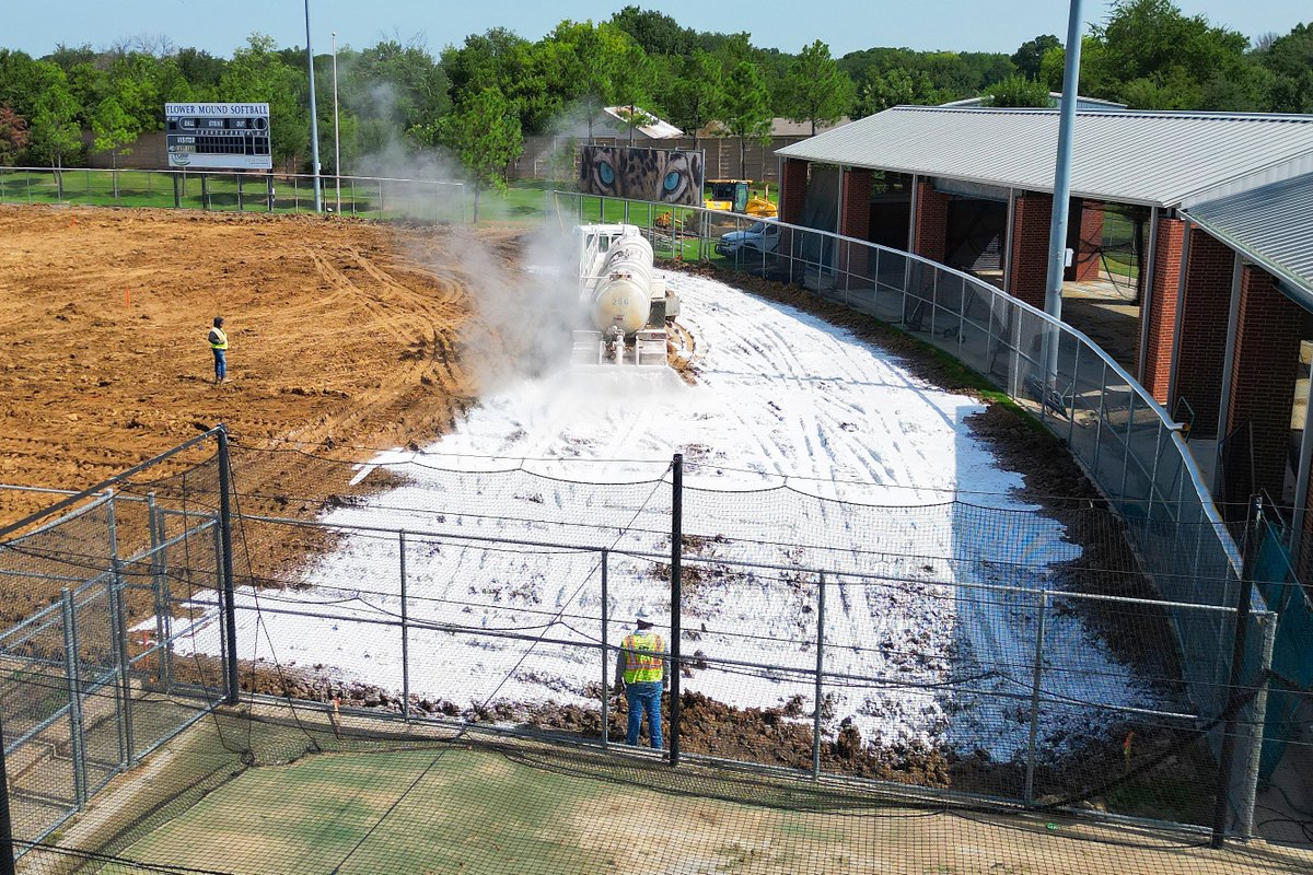 lorenziniphotog's tweet image. 7/17/25 FMHS Softball Field Update: The piles of dirt are gone, grading continues and I have no idea what the white stuff is they are coating the field with.