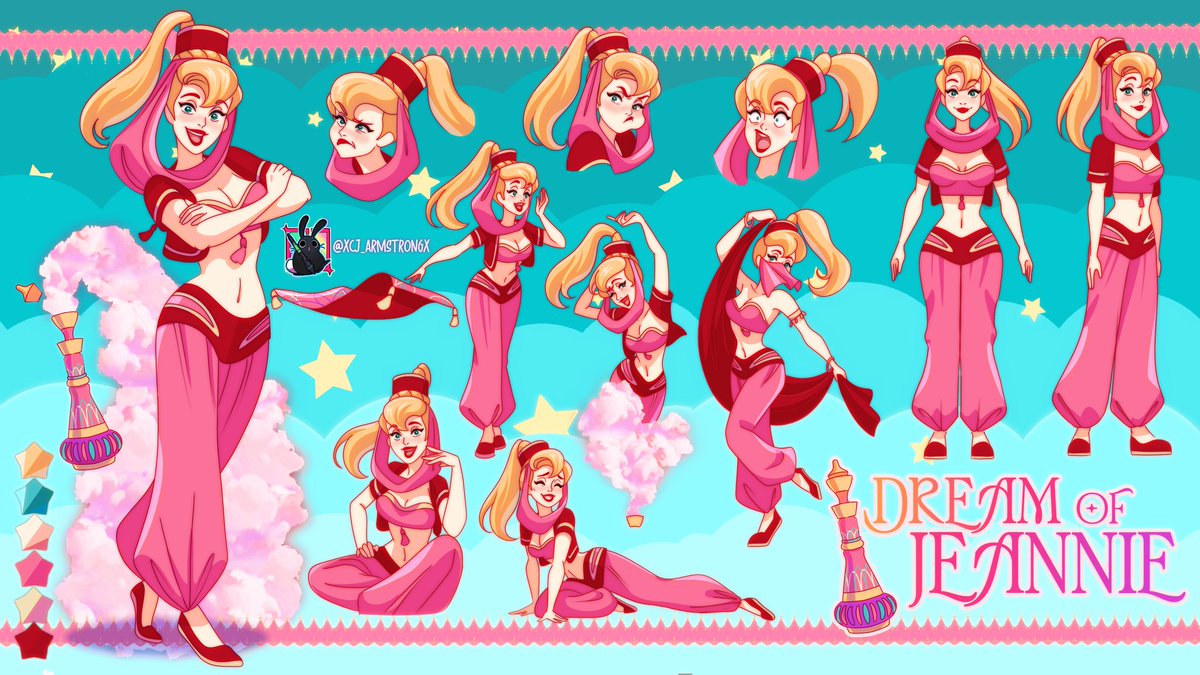 xcj_armstrongx's tweet photo. ✨ “Yes, Master?” ✨
Reimagined for animation here is a tribute to the iconic Jeannie from I Dream of Jeannie!

#CharacterDesign #IDreamOfJeannie #Jeannie #BarbaraEden @Barbara_Eden #fanart #ClassicTV #DesignInspo #illustration #ArtistOnX
#characterart #TVIcons #NostalgiaArt https://t.co/pLTyXDykVY