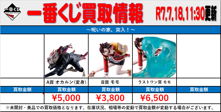 買取情報!!】 ダンダダン新作一番くじ □～呪いの家、突入！～ ・A賞