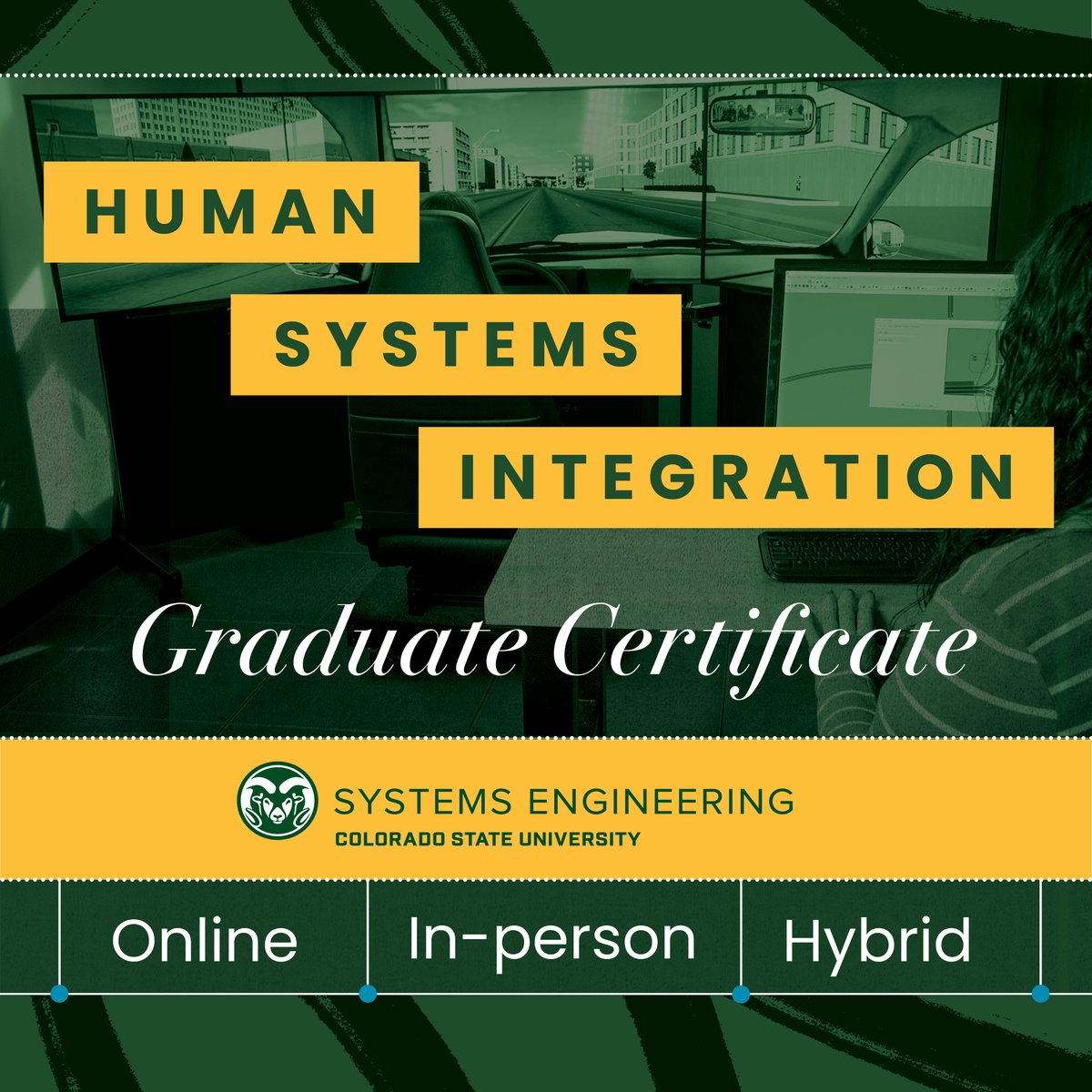 incose_org's tweet image. **PAID AD**
Colorado State University now offers a 12-credit graduate certificate in Human Systems Integration! Choose a data-centric or AR/VR course path to tailor your expertise. Attend online or in-person. Visit: bit.ly/3VlRMov