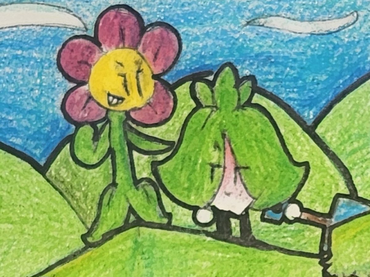 YelarinStellar's tweet image. I got nothing so enjoy this photo of Flower and Turnip. From awhile ago. And I guess a colored version.