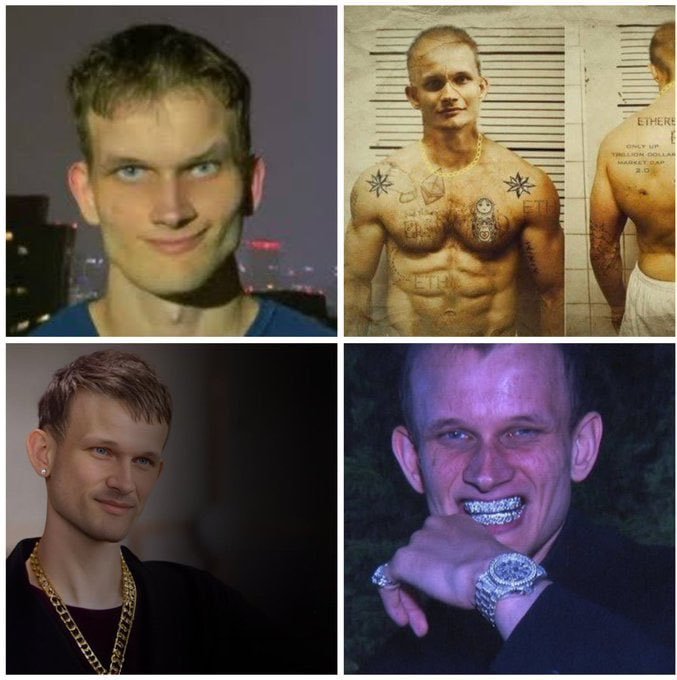 $ETH 涨之前，大家评价 Vitalik 是：瘦弱苍白，像个没吃饱的码农，头发乱糟糟的，演讲时眼神游离，ETH 基金会还老卖币套现，简直像在为熊市添砖加瓦，一点都不像要起飞的样子。😂

$ETH 涨之后，大家评价 Vitalik