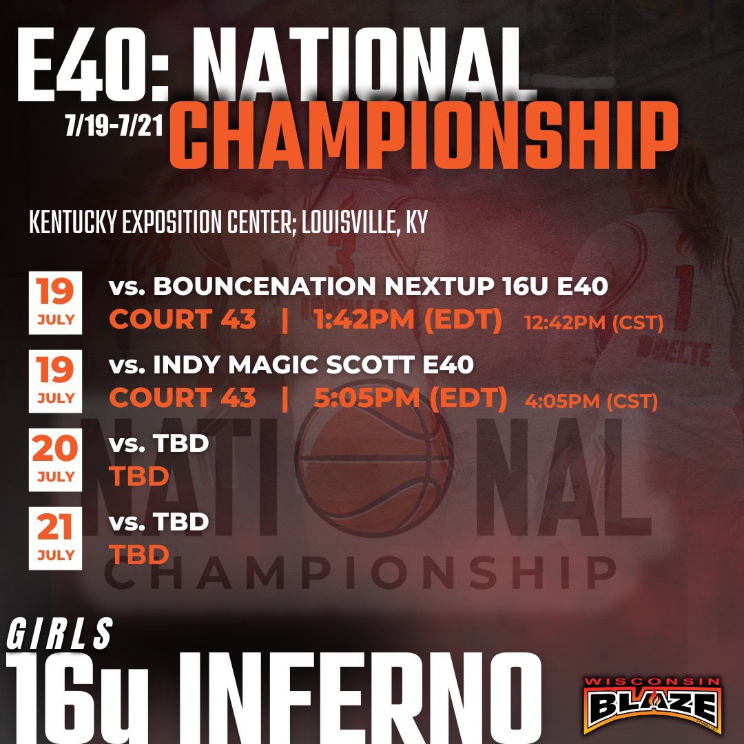Morgan Jones (@morganj2524) on Twitter photo Had a great time with my team competing at the Run for Roses!! To finish up the season, here is our schedule for the National Championship in Kentucky! <a href="/LisaMVanWyk/">Lisa Van Wyk</a> <a href="/WisconsinBlaze/">Wisconsin Blaze Girls Basketball</a> <a href="/WIBlazeInferno/">WI Blaze Inferno Girls</a> Had a great time with my team competing at the Run for Roses!! To finish up the season, here is our schedule for the National Championship in Kentucky! <a href="/LisaMVanWyk/">Lisa Van Wyk</a> <a href="/WisconsinBlaze/">Wisconsin Blaze Girls Basketball</a> <a href="/WIBlazeInferno/">WI Blaze Inferno Girls</a>