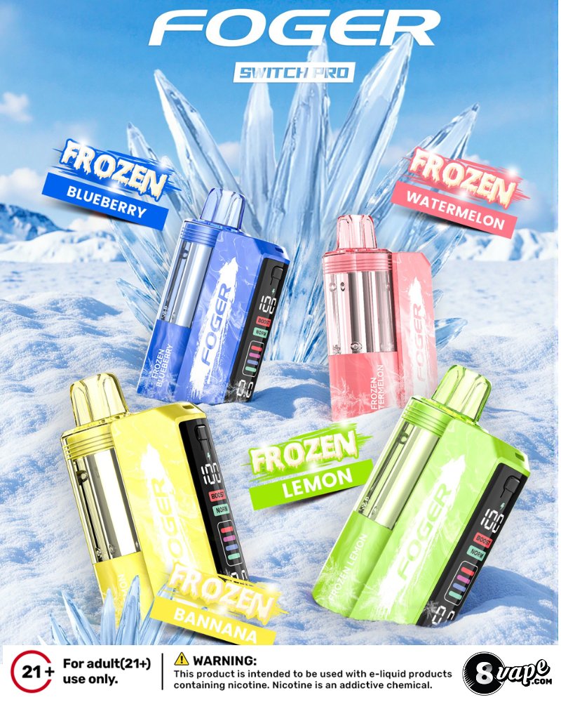 Feel the chill  with Foger Switch Pro 30K Frozen flavors! Crisp, icy,  and perfect for summer. Use code SK18 to cool down & save   https://t.co/DTdqahJUxj #FogerFrozen #VapeTheChill #8VAPE #SummerVapes  #IcyFresh