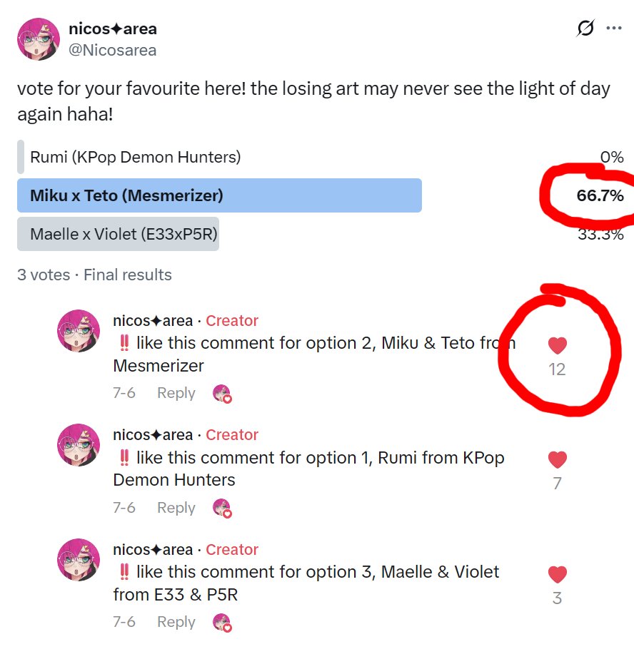 Nicosarea's tweet image. Miku x Teto won in my Twitter &amp;amp; TikTok polls! thanks for voting &amp;amp; helping me decide what to draw next🙏