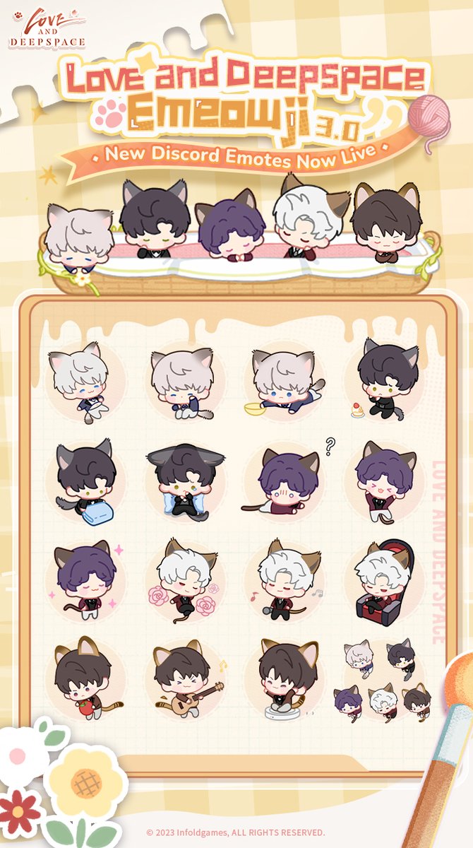 Love_Deepspace's tweet image. Love and Deepspace | Emeowji 3.0
Hooman, are you falling for kitty too? ฅ^•ﻌ•^ฅ
Love and Deepspace Official Emeowji 3.0 is now available, featuring a purr-fect dose of kitties' daily life in motion!
Kitties have taken over your chat box.🐾Share the cuteness with your friends!…