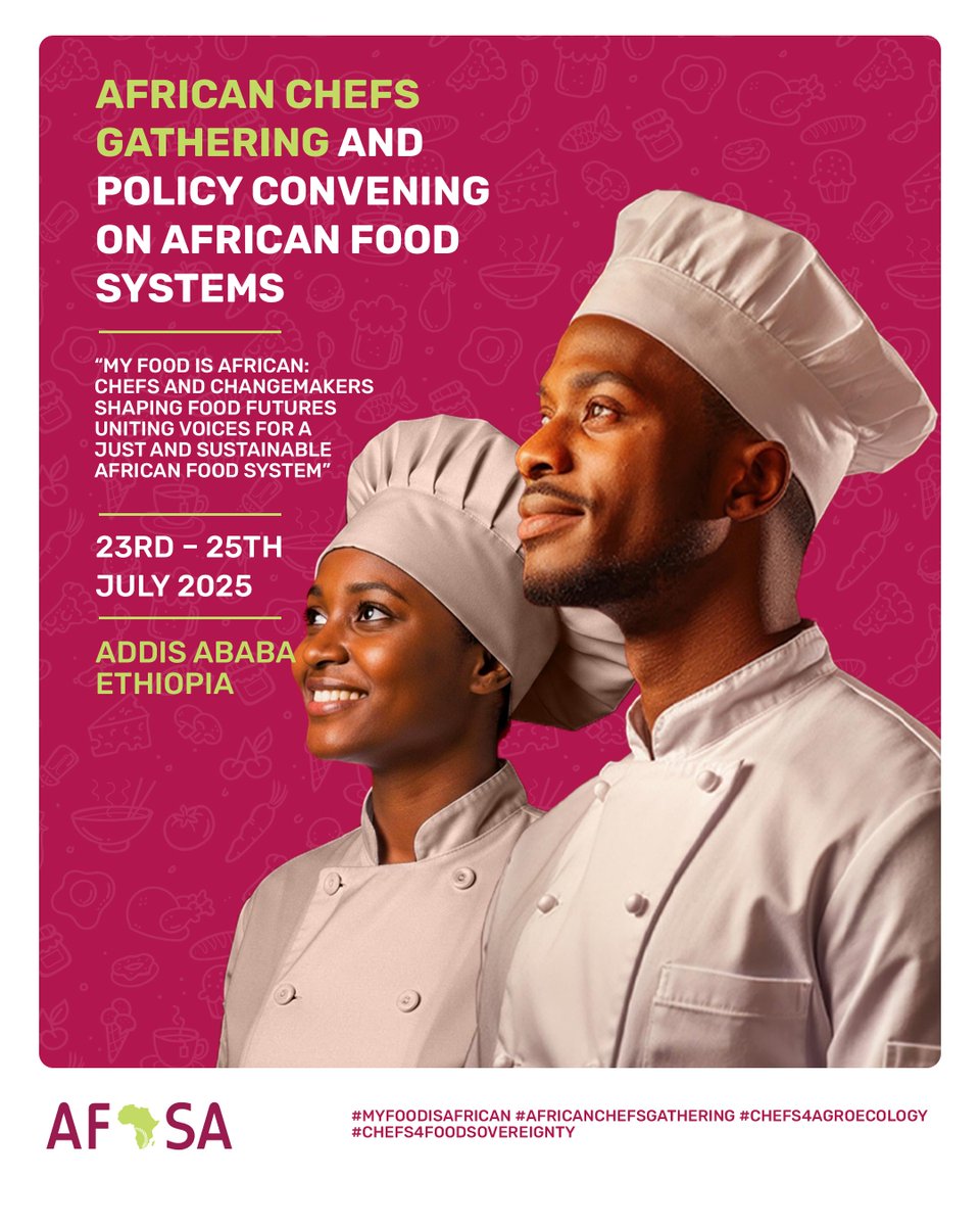 Afsafrica's tweet image. 𝐀𝐅𝐒𝐀 𝐭𝐨 𝐇𝐨𝐬𝐭 𝐅𝐢𝐫𝐬𝐭-𝐄𝐯𝐞𝐫 𝐏𝐚𝐧-𝐀𝐟𝐫𝐢𝐜𝐚𝐧 𝐂𝐡𝐞𝐟𝐬 𝐆𝐚𝐭𝐡𝐞𝐫𝐢𝐧𝐠 𝐚𝐧𝐝 𝐏𝐨𝐥𝐢𝐜𝐲 𝐂𝐨𝐧𝐯𝐞𝐧𝐢𝐧𝐠 𝐭𝐨 𝐂𝐡𝐚𝐦𝐩𝐢𝐨𝐧 𝐈𝐧𝐝𝐢𝐠𝐞𝐧𝐨𝐮𝐬 𝐂𝐮𝐢𝐬𝐢𝐧𝐞 𝐚𝐧𝐝 𝐅𝐨𝐨𝐝 𝐒𝐨𝐯𝐞𝐫𝐞𝐢𝐠𝐧𝐭𝐲
The Alliance for Food Sovereignty in Africa…