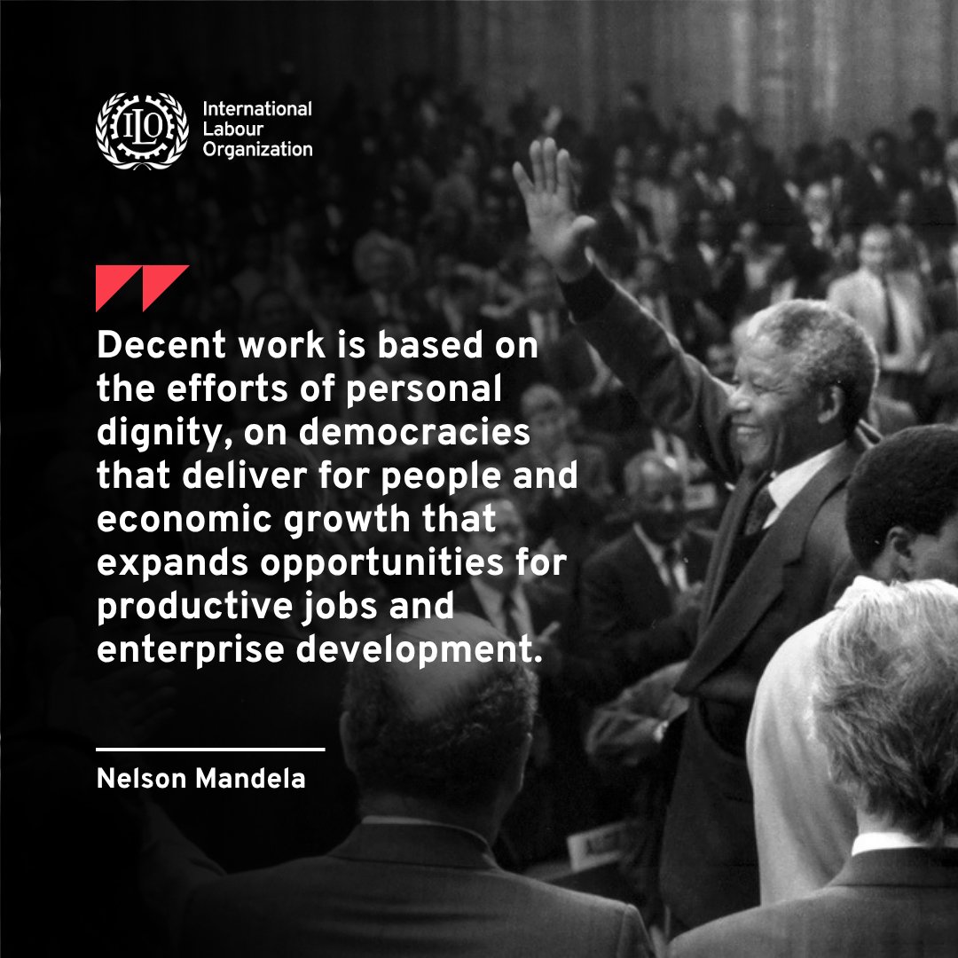ILOAfrica's tweet image. In 1990, the ILO had the honour of welcoming Mr. Nelson Mandela, then Vice-President of the African National Congress, to the 77th Session of the International Labour Conference.
As we mark #MandelaDay this Friday, his legacy continues to inspire us to stand up for the most…