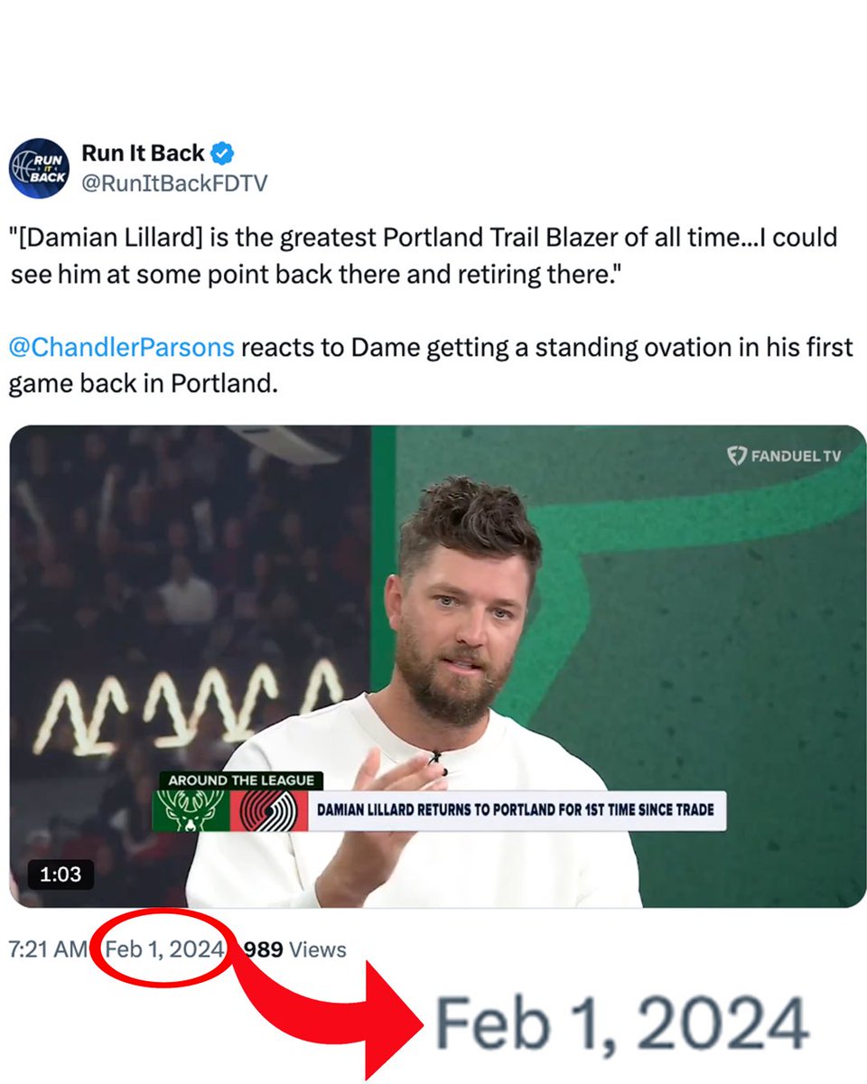 RunItBackFDTV's tweet image. PORTLAND IS BACK ON DAME TIME ⏰🔥💯
For the record, Chandler Parsons’ offseason predictions have been nothing short of elite 👀
✅ Damian Lillard goes back to the Blazers
✅ Kevin Durant heads to Houston
✅ Devin Booker signs extension in Phoenix