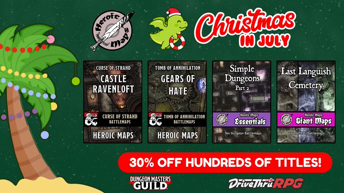 HeroicMaps's tweet image. Did you miss our birthday sale at @DriveThruRPG ? Worry not, brave adventurer - It's Christmas In July!! Save 30% on our extensive catalogue!
drivethrurpg.com/browse/pub/537…