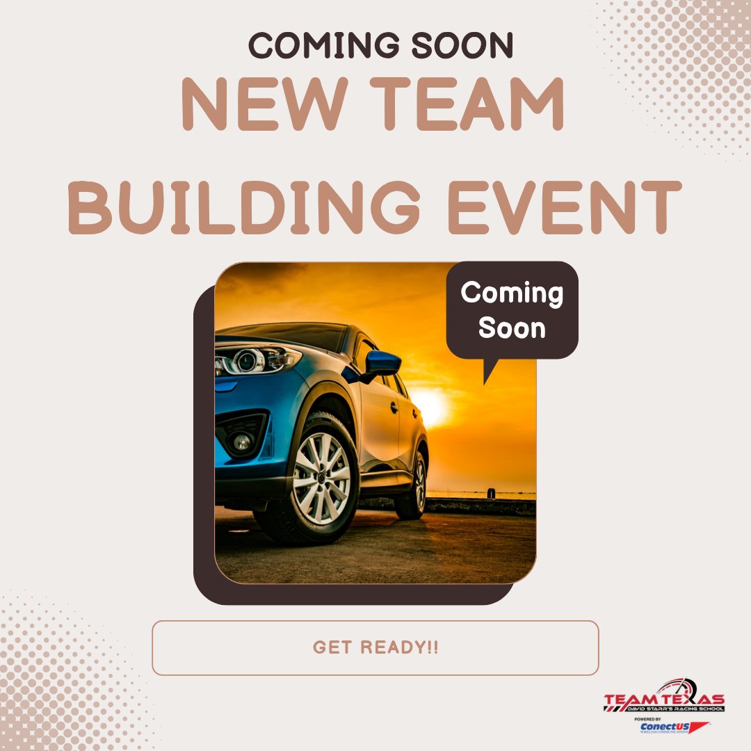 TeamTXDrivin's tweet image. Think your team communicates well under pressure?
We’re about to put that to the test.
💥 A brand new team-building experience is coming to Texas Motor Speedway via Team Texas David Starr's Racing School... and it’s unlike anything you’ve done before!
@kimstarrtexas