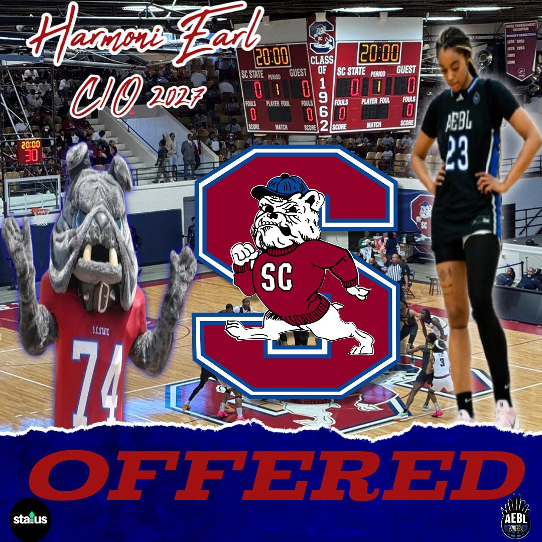 Harmoni Earl 2027🏀 (@1harmoniearl) on Twitter photo Blessed To Receive My 1st D1 Offer From <a href="/scstate_wbb/">South Carolina State Women’s Basketball</a> . Thanks Coach <a href="/cedricwbaker/">cedricbaker</a> for believing in me #GoBulldogs Blessed To Receive My 1st D1 Offer From <a href="/scstate_wbb/">South Carolina State Women’s Basketball</a> . Thanks Coach <a href="/cedricwbaker/">cedricbaker</a> for believing in me #GoBulldogs
