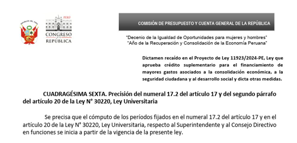 #RechazoTotal Esta maniobra legislativa sepulta la legitimidad de la SUNEDU. ¿Sin elecciones quieren que el Superintendente y el CD se queden hasta el 2028? <a href="/congresoperu/">Congreso del Perú 🇵🇪</a> No destruyan la institucionalidad del Sistema Universitario. RETROCESO BRUTAL: La SUNEDU dejaría de ser