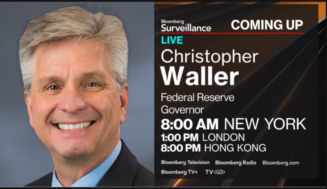 Jonathan Ferro (@ferrotv) on Twitter photo Tomorrow 8am <a href="/BloombergTV/">Bloomberg TV</a>
“I believe it makes sense to cut the FOMC’s policy rate by 25 basis points two weeks from now”
Governor Waller Tomorrow 8am <a href="/BloombergTV/">Bloomberg TV</a>
“I believe it makes sense to cut the FOMC’s policy rate by 25 basis points two weeks from now”
Governor Waller