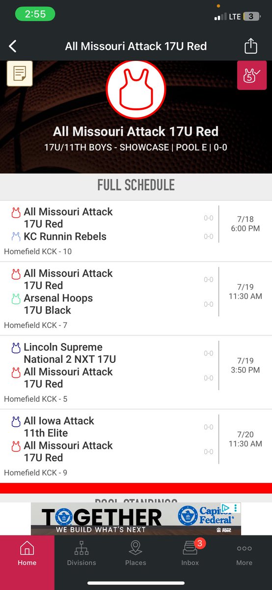 Coaches, here is our schedule for this weekend @ Homefield. Come check us out if you have some time!