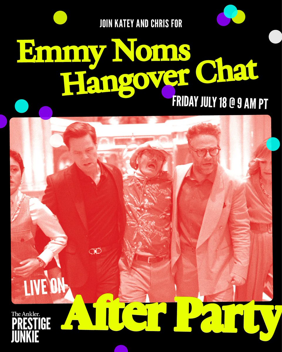 TheAnkler's tweet image. Someone hand Katey Rich and @chrisjrosen some hair of the dog... on Substack Live tomorrow at 9am PT, they'll chat through their Emmy nominations hangover and get into other news of the week. Add to your calendar: open.substack.com/live-stream/43…
