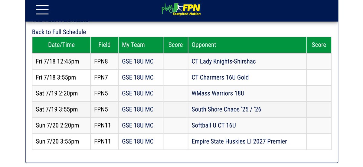 Schedule for this weekend at FPN CT