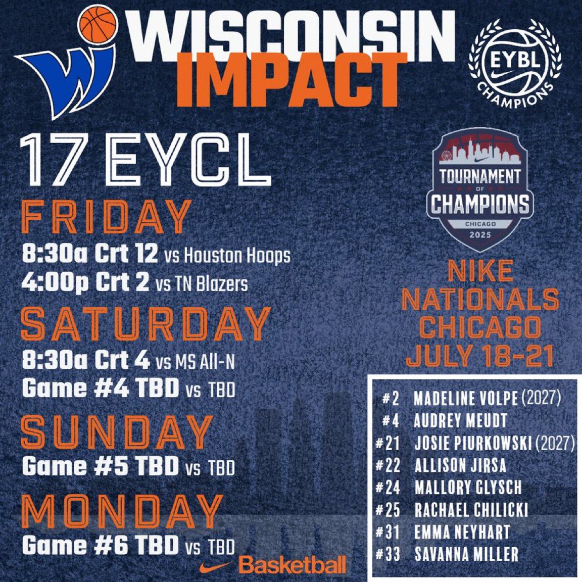 Here’s my schedule for this upcoming live period!! Excited to finish out the season with my teammates!!