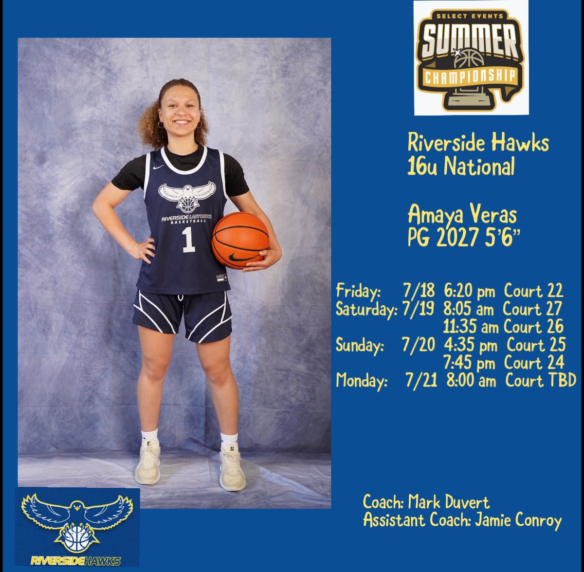 Check out my schedule for this weekend! <a href="/RiversideHawksG/">Riverside Hawks Girls</a>