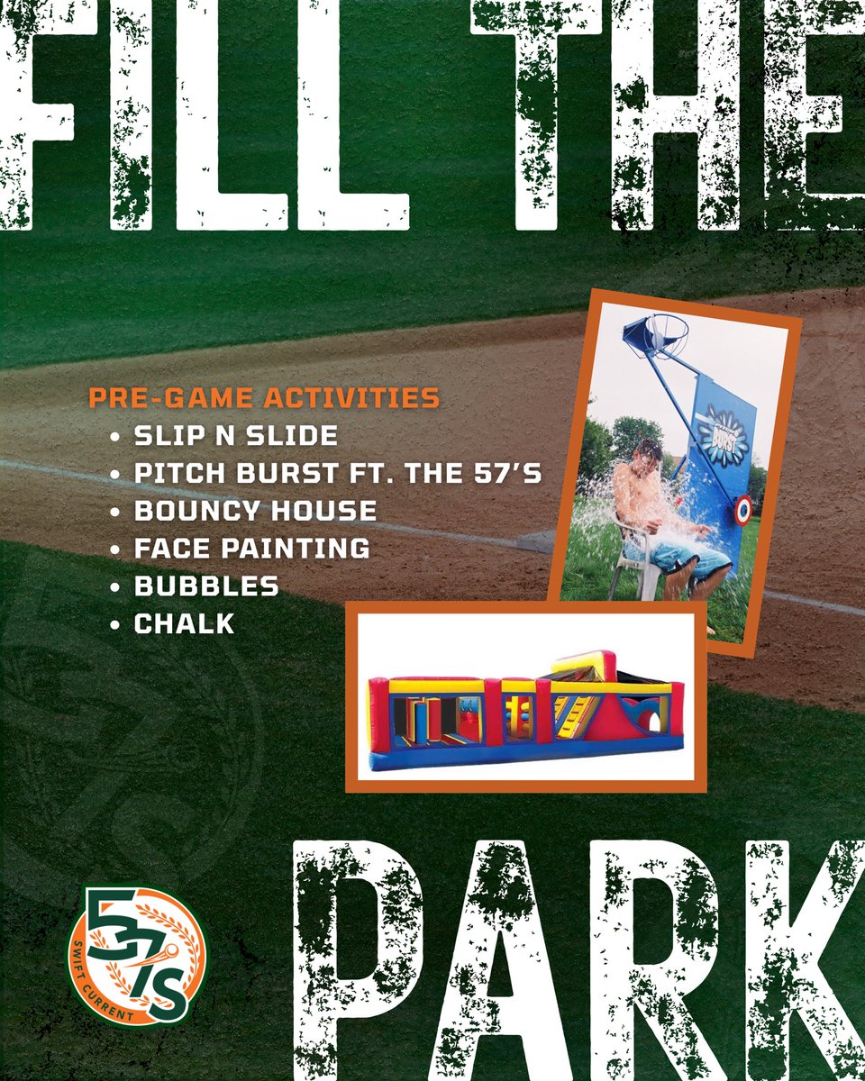 swiftcurrent57s's tweet image. NEW DATE‼️
Fill the Park Night - Tuesday, July 22!
We’re inviting the whole community to come together for a fun night at Mitchell Field!
🎟️Get your tickets online or at the gate.
➡️Gates open at 5:30 PM