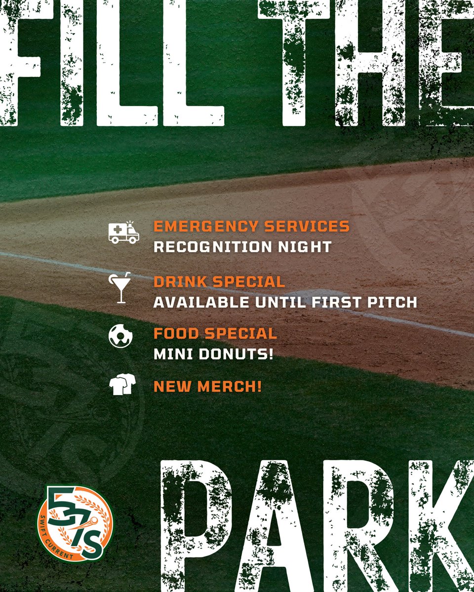 swiftcurrent57s's tweet image. NEW DATE‼️
Fill the Park Night - Tuesday, July 22!
We’re inviting the whole community to come together for a fun night at Mitchell Field!
🎟️Get your tickets online or at the gate.
➡️Gates open at 5:30 PM