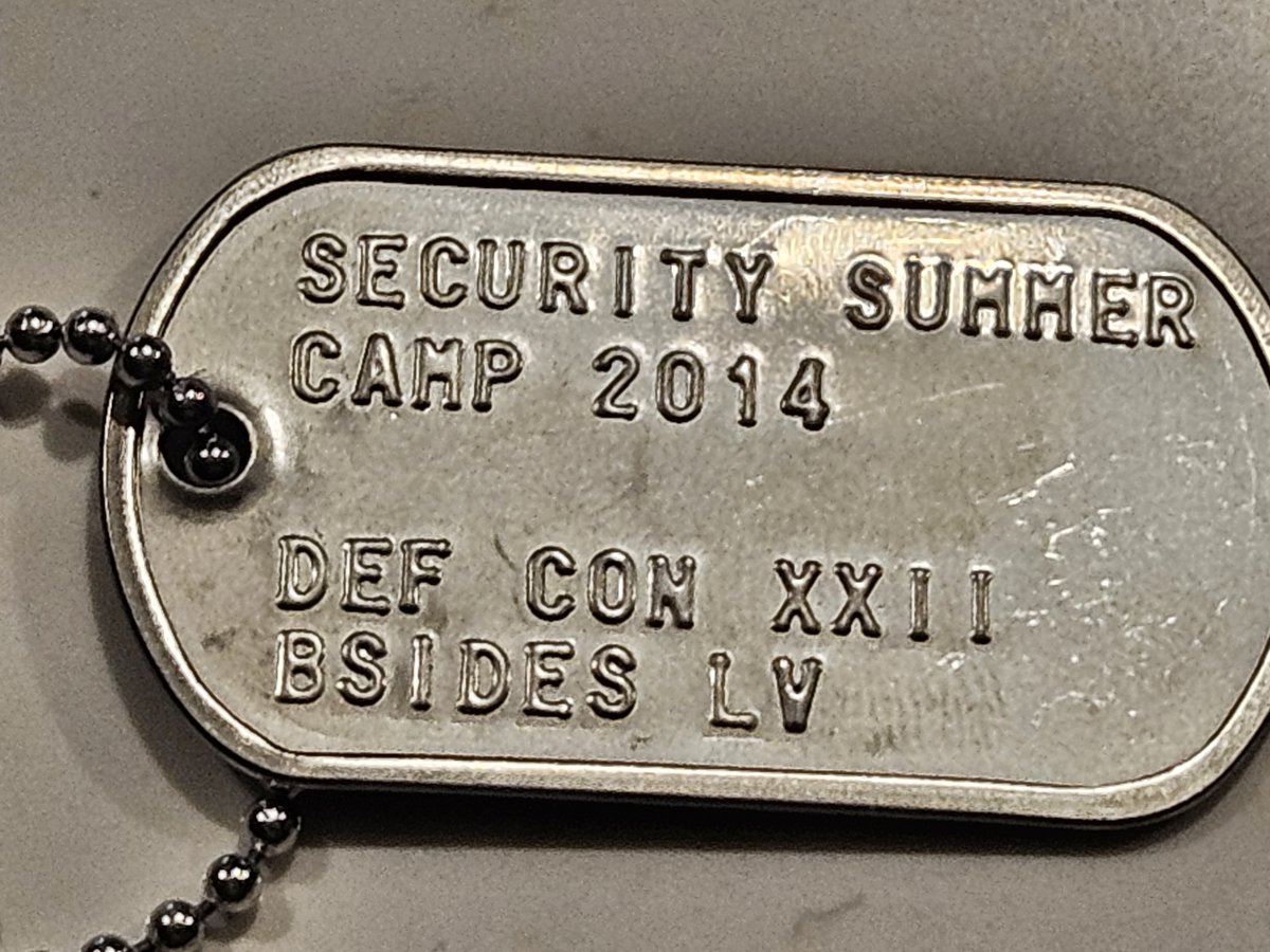 attritionorg's tweet image. Charity Auction!
2014 Security Summer Camp Dog Tag (DEFCON 22 / BSidesLV)
ebay.com/itm/2673297506…
#DEFCON #BSIDESLV #HACKER #INFOSEC