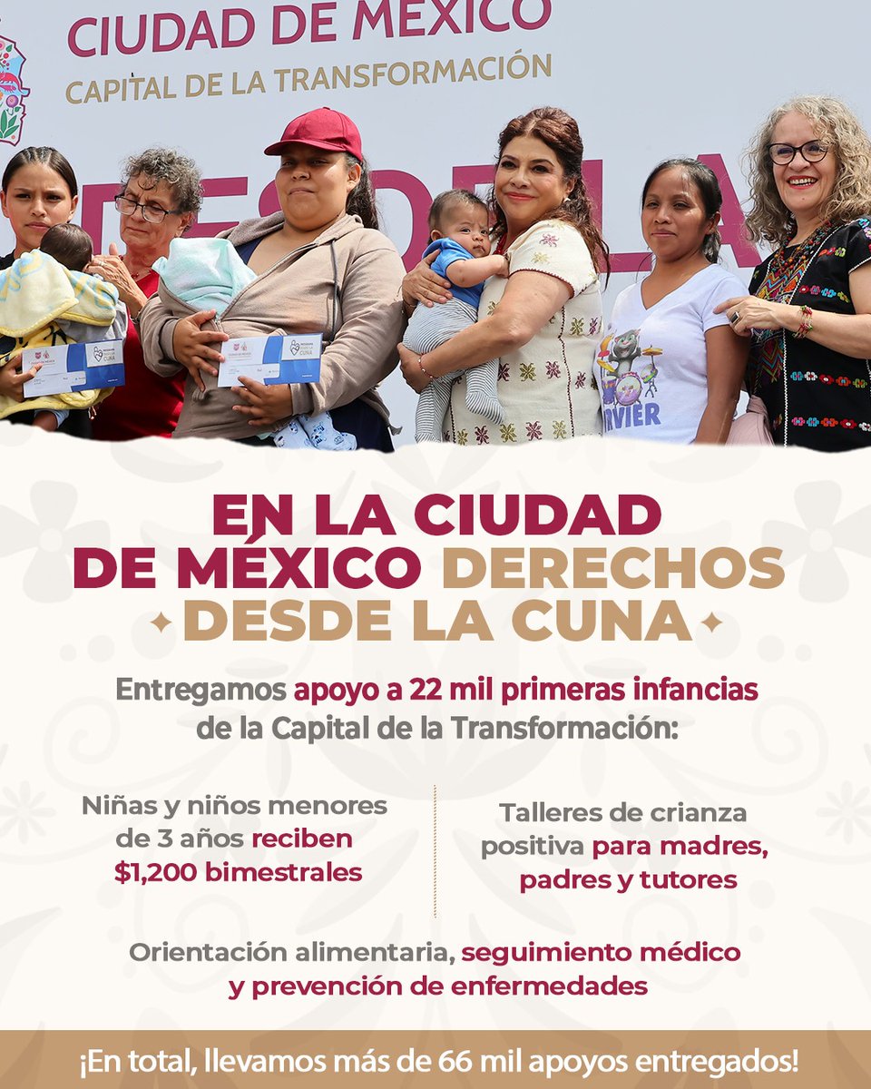 Reafirmamos nuestro compromiso con las #PrimerasInfancias con el programa #DesdeLaCuna, una política integral que garantiza bienestar, salud y desarrollo para niñas y niños desde sus primeros días de vida.

En la #CapitalDeLaTransformación nacer es tener derechos. Y crecer con