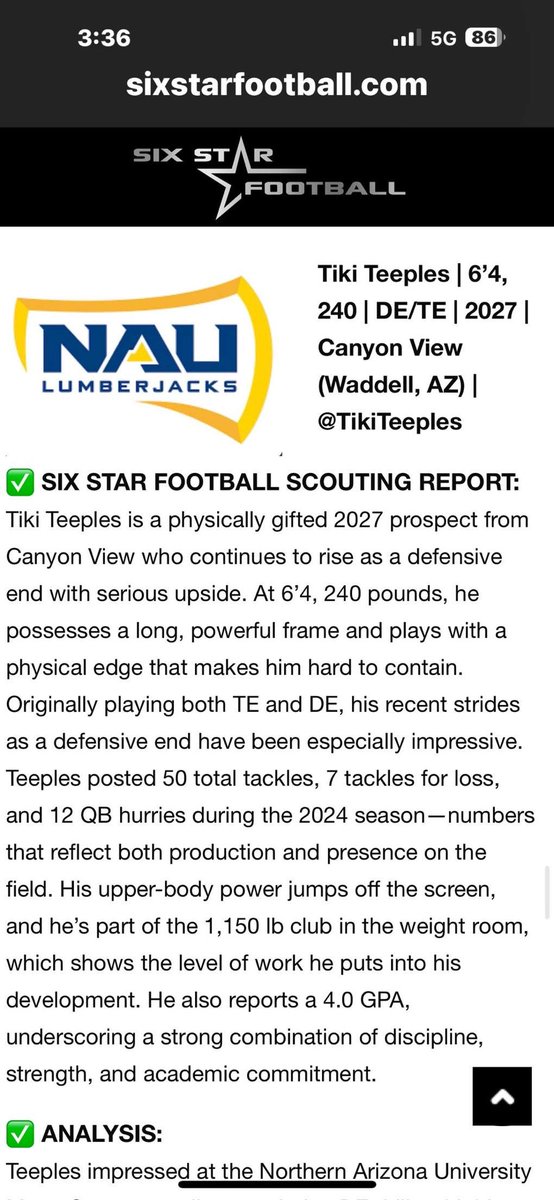 TikiTeeples's tweet image. Thank you @sixstarfootball for the write up.. this season is gonna be exciting!! Continue to get better and dominate the field!
@FBCOACHA @CVjagsfootball @CoachBrigz @gridironarizona @thehonestupdate @PrepRedzoneAZ