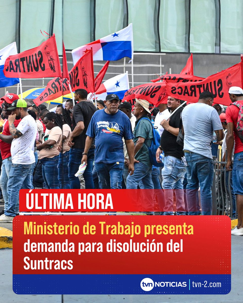 tvnnoticias's tweet image. 🔴#ÚltimaHora A esta hora, en conferencia de prensa, el Ministerio de Trabajo y Desarrollo Laboral (Mitradel) presentó una demanda para la disolución del Suntracs.
En desarrollo...
📸AFP
👉🏻Más detalles en el enlace de nuestro perfil o en tvn-2.com
#ÚltimaHoraTVN…